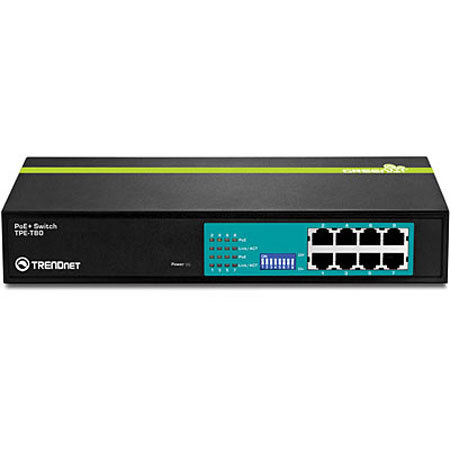 TRENDnet TPE-T80 8-Port 30 Watt 10/100Mbps PoE+ Switch