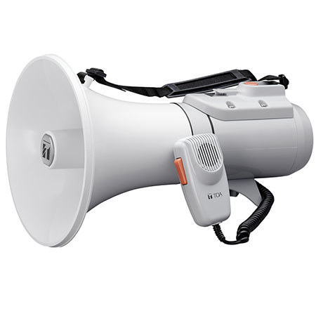 TOA Electronics ER-2215W Shoulder Megaphone with Whistle, 15W Output, Gray