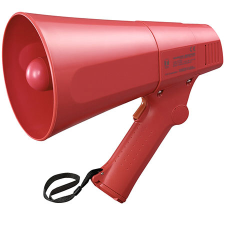 TOA Electronics ER-520S Hand Grip Type Megaphone with Siren, 6W Output, Red