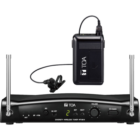 TOA Electronics 16-Channel UHF Wireless System, Includes WT-5810 Tuner, WM-5325 Rechargeable Body-Pack Transmitter and YP-M5310 Lavalier Microphone, 506-606MHz