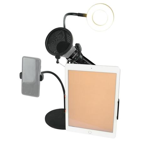 LiveShow Social Media Broadcast Kit with LED Selfie Ring Light & 4x Flexible Gooseneck Arms