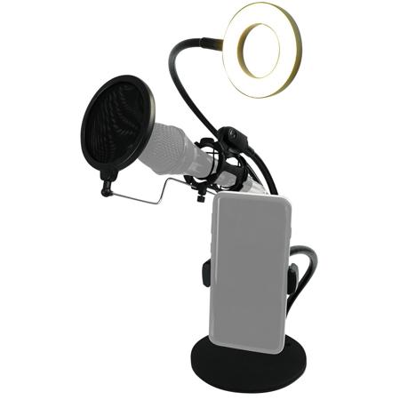 LiveShow Social Media Broadcast Kit with LED Selfie Ring Light & 3x Flexible Gooseneck Arms