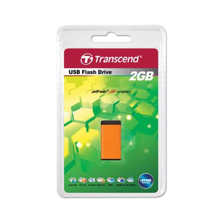 Transcend JetFlash T5 Ultra Lite Series, 2 GB High Speed USB 2.0 Flash Drive, with MLC inside, Orange/Black