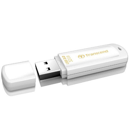 Transcend 32GB JetFlash 730 USB 3.1 Classic Flash Drive, White
