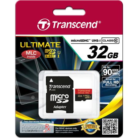 Transcend 32GB Class 10 UHS-I U1 microSDHC Memory Card + SD Adapter