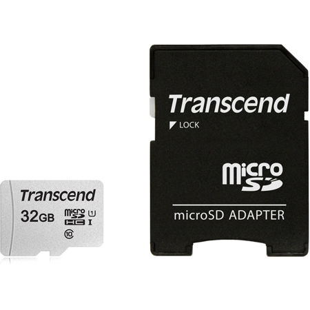 Transcend 32GB 300S UHS-I U1 microSDHC Memory Card with SD Adapter