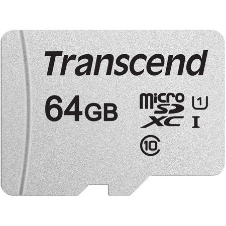 Transcend 64GB 300S UHS-I U1 microSDXC Memory Card with SD Adapter