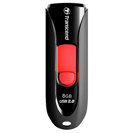 Transcend 8GB JetFlash 590 USB 2.0 Capless Flash Drive, Black