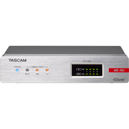 Tascam AE-4D 4-Channel AES/EBU In/Out Dante Converter with Built-In DSP Mixer