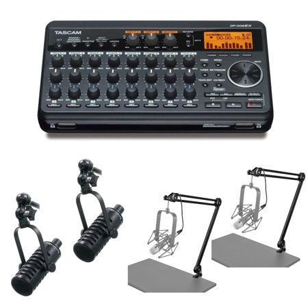 Tascam DP-008EX 8-Track Recorder - 2x MXL BCD-1 Mic - 2x Broadcast Arm W/XLR