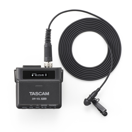 Tascam DR-10L Pro 32-Bit Float Digital Audio Recorder with Lavalier Mic,  Black DR-10L PRO