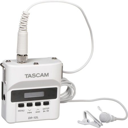 Tascam DR-10L Digital Audio Recorder with Lavalier Mic, White