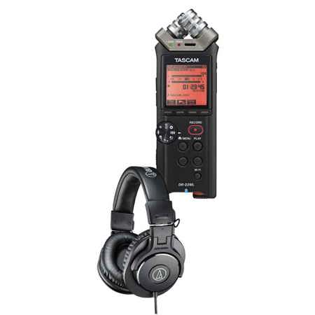 Tascam DR-22WL 2-Channels Handheld Audio Recorder with AT ATH-M30x Pro Headphone