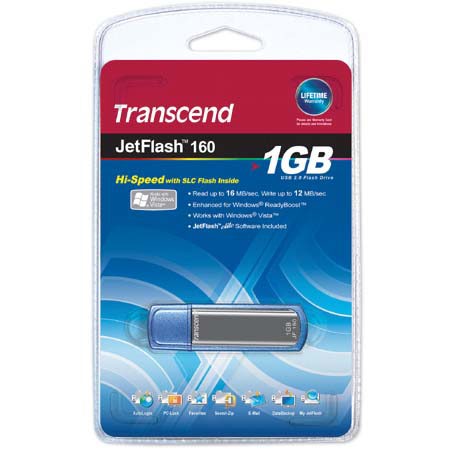 Transcend TS1GJF160 JetFlash 1GB USB Flash Drive,Blue