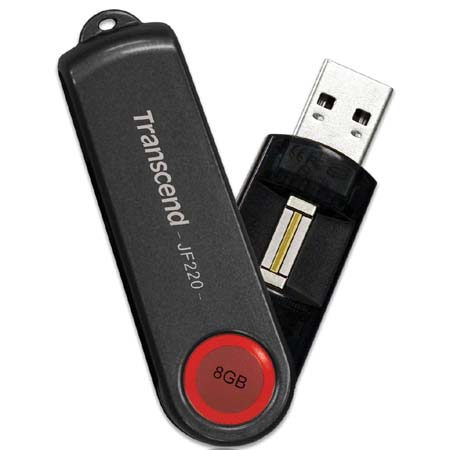 Transcend JetFlash 220 Series, 8GB Hi-Speed USB Flash Drive, with Fingerprint & MLC inside, Ruby Red Color