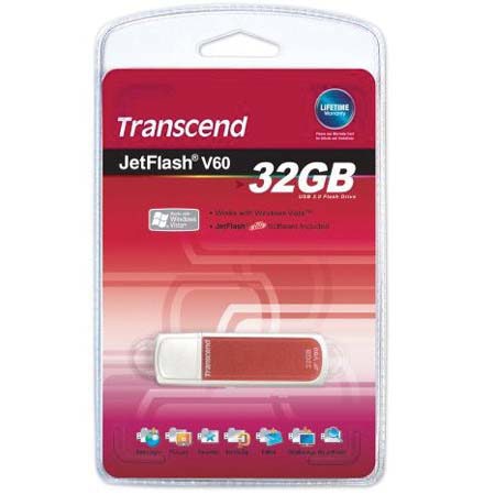 Transcend JetFlash V60, 32GB High Speed USB Flash Drive - Burgundy #TS32GJFV60