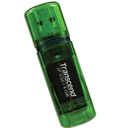 Transcend JetFlash V35 Tiny Series, 4GB USB Flash Drive, Green Apple #TS4GJFV35