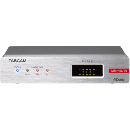 Tascam MM-4D/IN-E 4-Channel Mic/Line Input Dante Converter, Euroblock Connectors