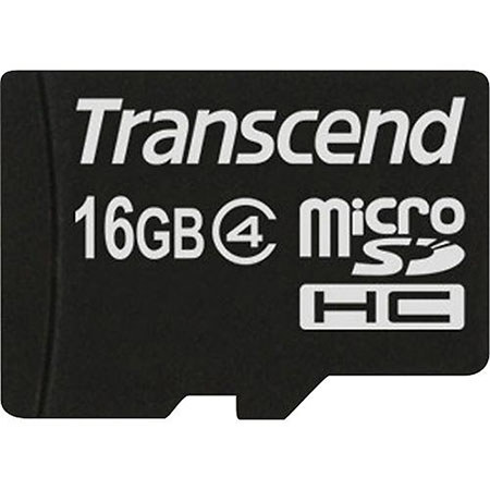 Transcend 16GB Class 4 (HD) microSDHC Memory Card + Adapter