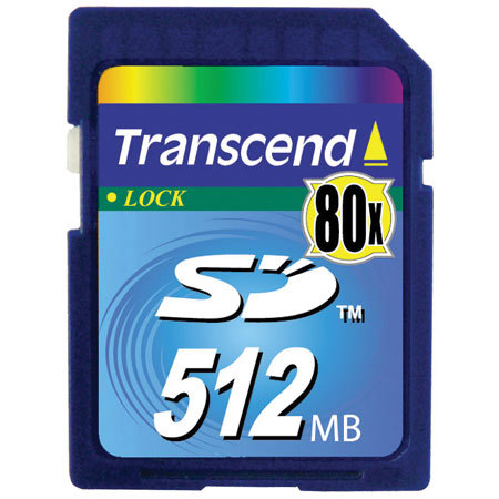 Transcend 512mb, 80x High-Speed Secure Digital (SD) Memory Card #TS512MSD80