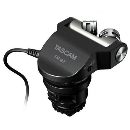 Tascam TM-2X High Quality X-Y Stereo Microphone for DSLR Cameras, 50Hz-20kHz Frequency, 1.6k ohms Impedance