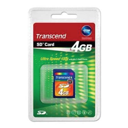 Transcend 4GB, 133x High Speed, Secure Digital Mem Card