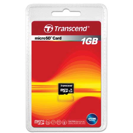 Transcend 1 GB Micro Secure Digital, microSD, Memory Card withOUT Adapter