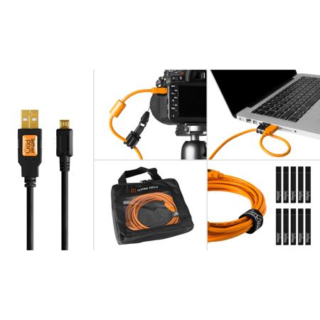 Tether Tools Starter Tethering Kit with 15' USB2.0 to Micro-B 5-Pin Cable, Black