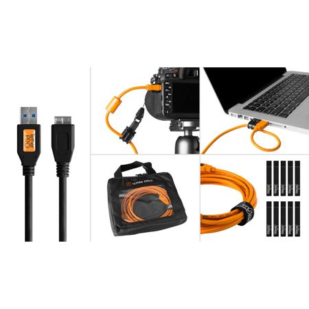 Tether Tools Starter Tethering Kit with 15' USB 3.0 Micro-B Cable, Black