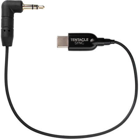 Tentacle Sync 9.8" 3.5mm TRS Right-Angle to USB-C Timecode Cable for DJI & Insta360, Black