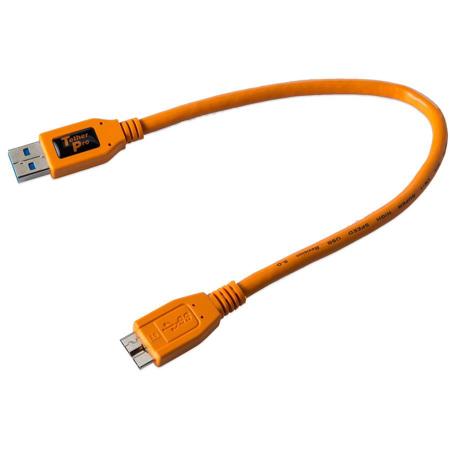 Tether Tools TetherPro USB 3.0 Male Type-A to USB 3.0 Micro-B Cable, 1', Orange