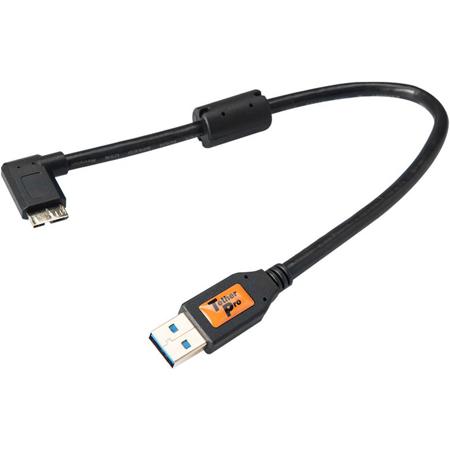 Tether Tools TetherPro 1' USB 3.0 A Male to Micro-USB Right-Angle Cable, Black