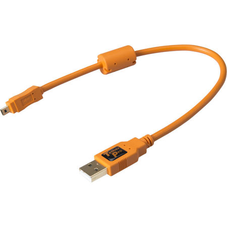 Tether Tools TetherPro 1' USB 2.0 Type-A Male to Mini-B Male 8-Pin Cable, Orange