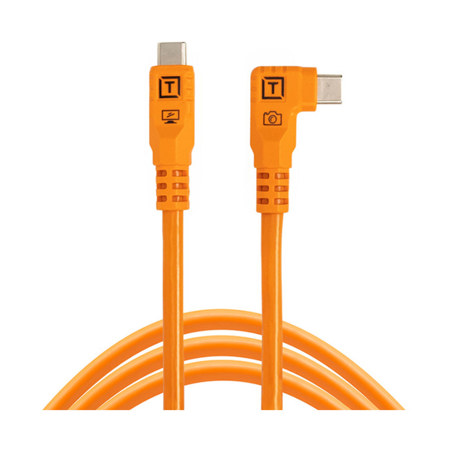 Tether Tools TetherPro Optima 10G 6' USB-C Straight to USB-C Right Angle Cable, Orange