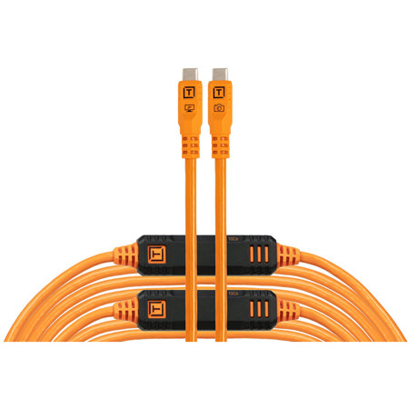 Tether Tools TetherPro Optima 10G 31' USB-C Straight to USB-C Straight Cable, Orange