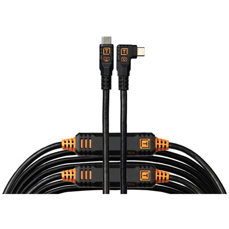 Tether Tools TetherPro Optima 10G 31' USB-C Straight to Right Angle Cable, Black