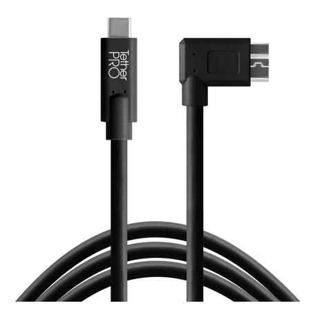 Tether Tools TetherPro USB-C to 3.0 Micro-B Right Angle Cable, 15', Black