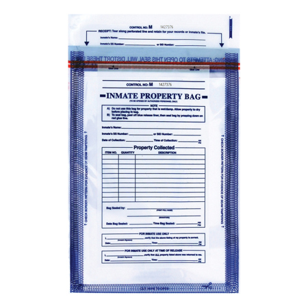 Tri-Tech Forensics 9x12" Inmate Property Collection Security Bags, Pack of 100