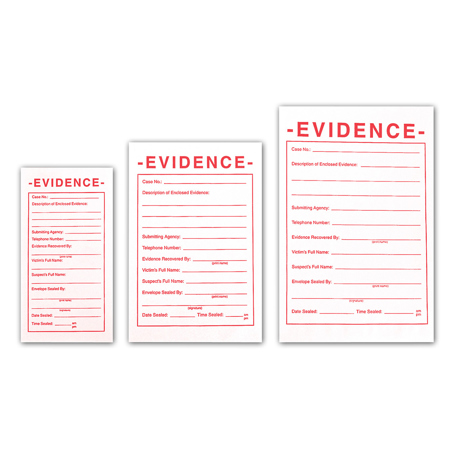 Tri-Tech Forensics 3.5x6.5" Small Evidence Envelopes, White, 100-Pack
