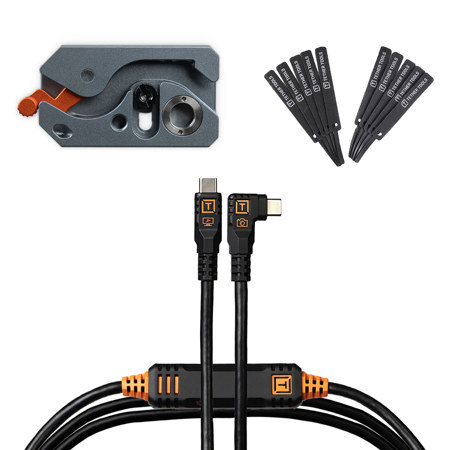 Tether Tools TetherGuard LeverLock Plus Plate w/Optima 10G USB-C RA Cable Non-Reflective Black 15'