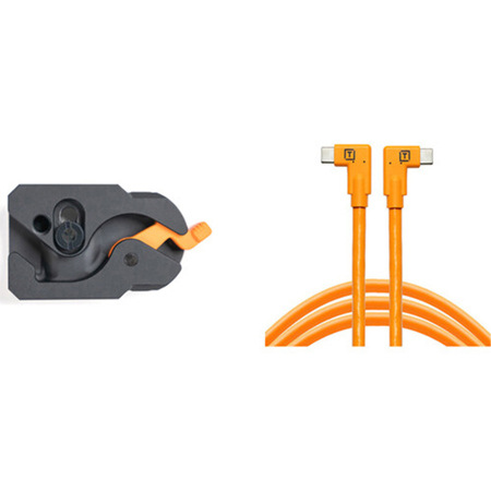 Tether Tools TetherGuard LeverLock Plate and 15' USB-C Dual RA Cable, Orange