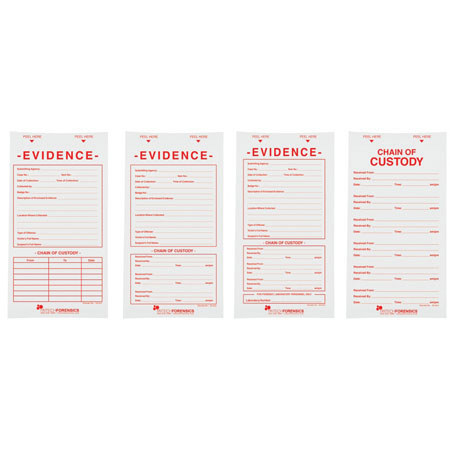 Tri-Tech Forensics 3.5x6" Evidence Labels with Chain of Custody Table, 100/Pack