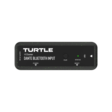 Turtle AV Dual-Channel Bluetooth Input to Dante Output Adapter, Black/Green