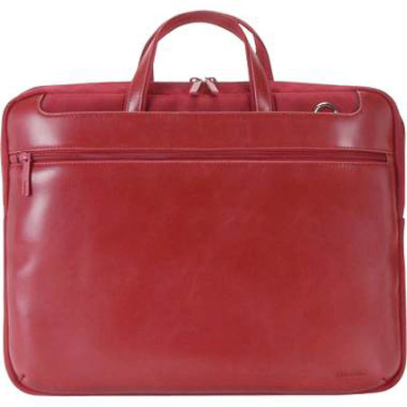 Tucano WOSSR Stile Leather Brief, 14.1in Laptops, Red