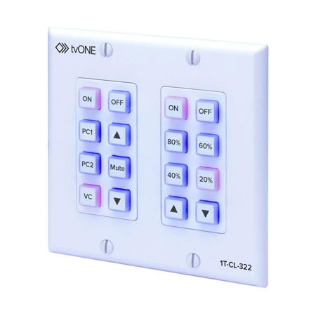 tvONE 1T-CL-322-US North American 16 Button 2-Gang Wall-Plate Control Panel