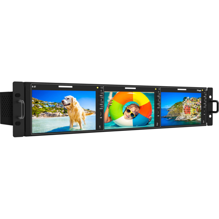 TV Logic R-5T 12G-SDI Supported 3x 5.5" 16:9 LCD Full HD Screen with Rack Mount Kit, 1920x1080