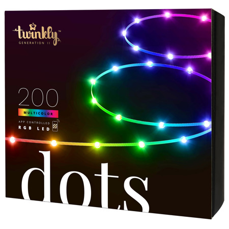 Twinkly Dots Gen II 33' 200 RGB USB-Powered Flexible LED Light, Transparent Wire