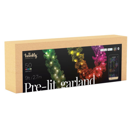 Twinkly Pre-Lit Garland Gen II Special Edition 9' 50 RGBW LED Light, Green Wire