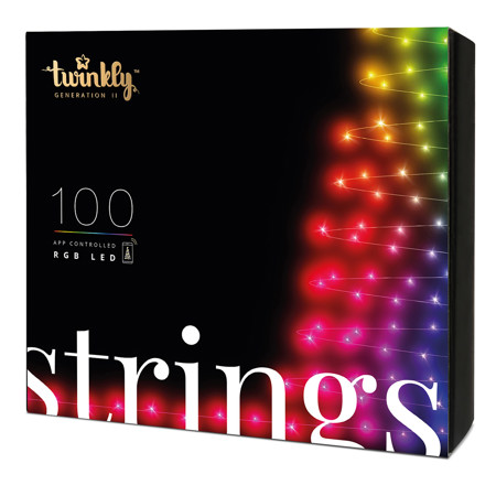 Twinkly Strings Gen II 26' 100 RGB Multicolor LED Light, Black/Green Wire