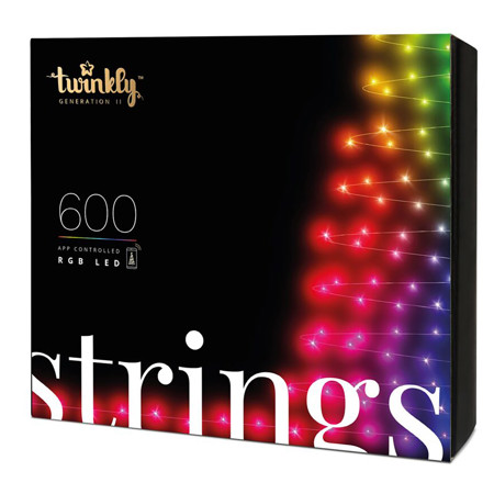 Twinkly Strings Gen II 157.5' 600 RGB Multicolor LED Light, Black/Green Wire